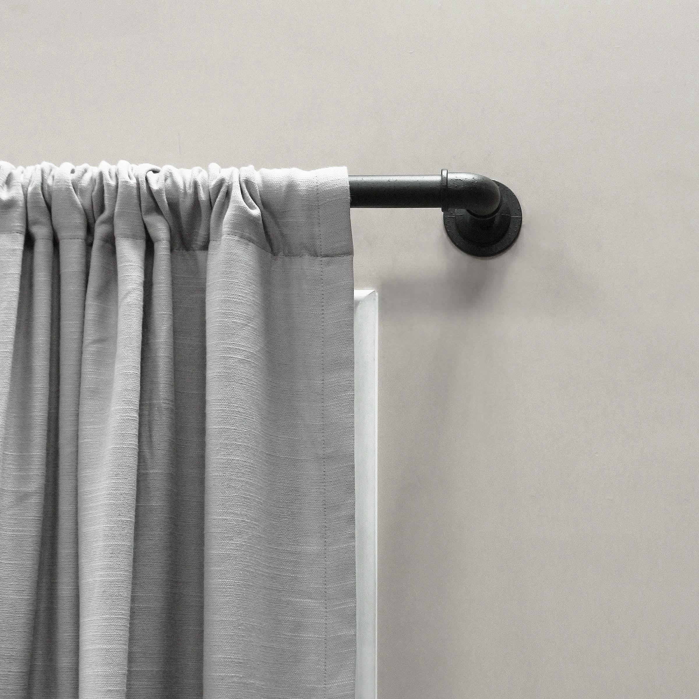 Better Homes & Gardens 1” Wrought Iron Finish Industrial Pipe Single Curtain Rod 42-120 Inches,