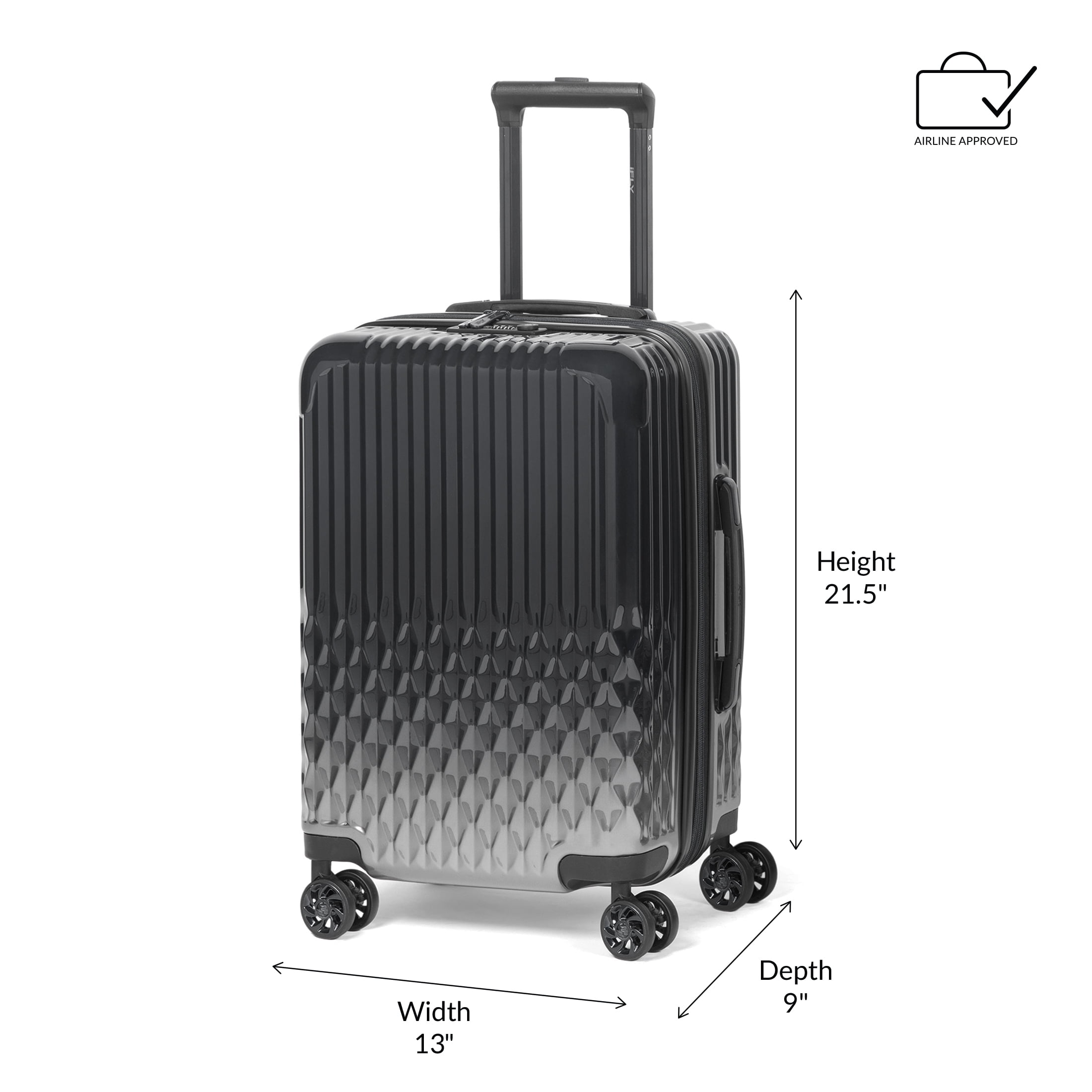 iFLY Elite 2-Piece Expandable Hardside Spinner Luggage Set, with TSA Lock, 20" Carry-on and 28" Checked Luggage, Black