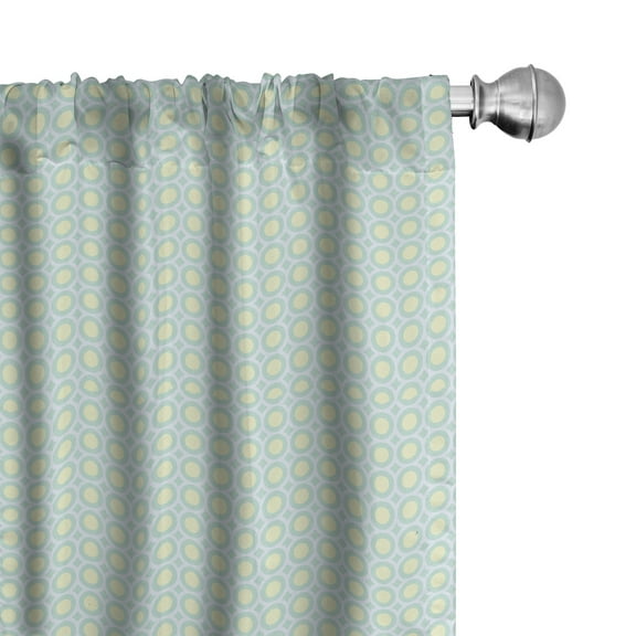Ambesonne Aqua Curtains, Retro Circles Inner Dots, Pair of 28"x63", Pale Blue Seafoam