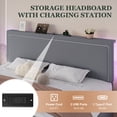 thumbnail image 3 of Amolife King Size Lift Up Hydraulic Storage Bed Frame, Velvet Adjustable Headboard with LED Light and Built-in Charging Station and Storage Shelf, Grey, 3 of 10