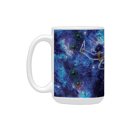 

Mystic Decor Indian Elephant Goddess on Outer Space Cosmos Harmony in the Universe Zen Theme Dark Bl Ceramic Mug (15 OZ) (Made In USA)