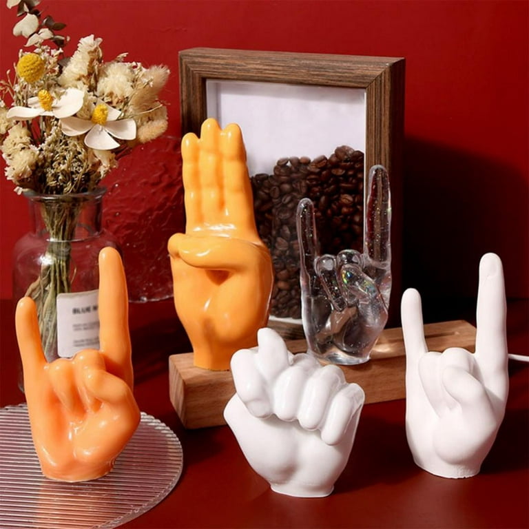 1pc Resin-made Desktop Sculpture Of Hand Gesturing Heart Shape