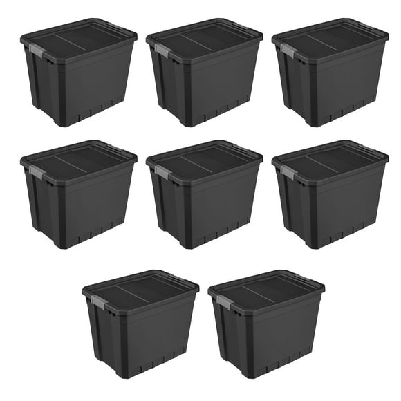 Sterilite 27 Gal Rugged Industrial Stackable Storage Tote with Lid, 8 Pack