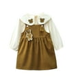 thumbnail image 2 of Odeerbi 1-7 Años Niñas Algodón Trajes Peter Pan Cuello Largo Tops Con Peto Vestido de Dos Piezas Princesa Falda Conjunto, 2 of 9
