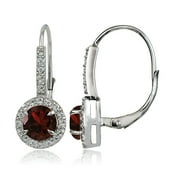 SILVERSPECK Sterling Silver 2.25ct Garnet and White Topaz Round Leverback Earrings