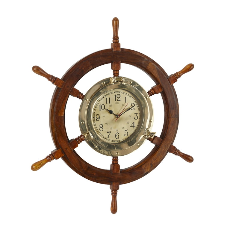  Antique Marine Brass Ship Porthole Clock Nautical Wall Clock  Home Decorative (20 inches) : Home & Kitchen