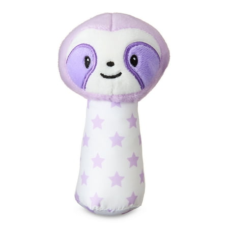 Spark Create Imagine Plush Sloth Hand-Grip Rattle Toy, Soft Baby Rattle, 6" Easy Grasp, Ages 0 Months 