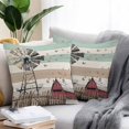 thumbnail image 2 of Windmill Farmhouse Throw Pillow Covers 20x20 Inch Set of 2, Vintage Teal Brown Wooden Butterfly Waterproof Outdoor Pillow Covers, Decorative Cushion Pillowcases for Couch, Sofa, Bed, Garden, Patio, 2 of 9