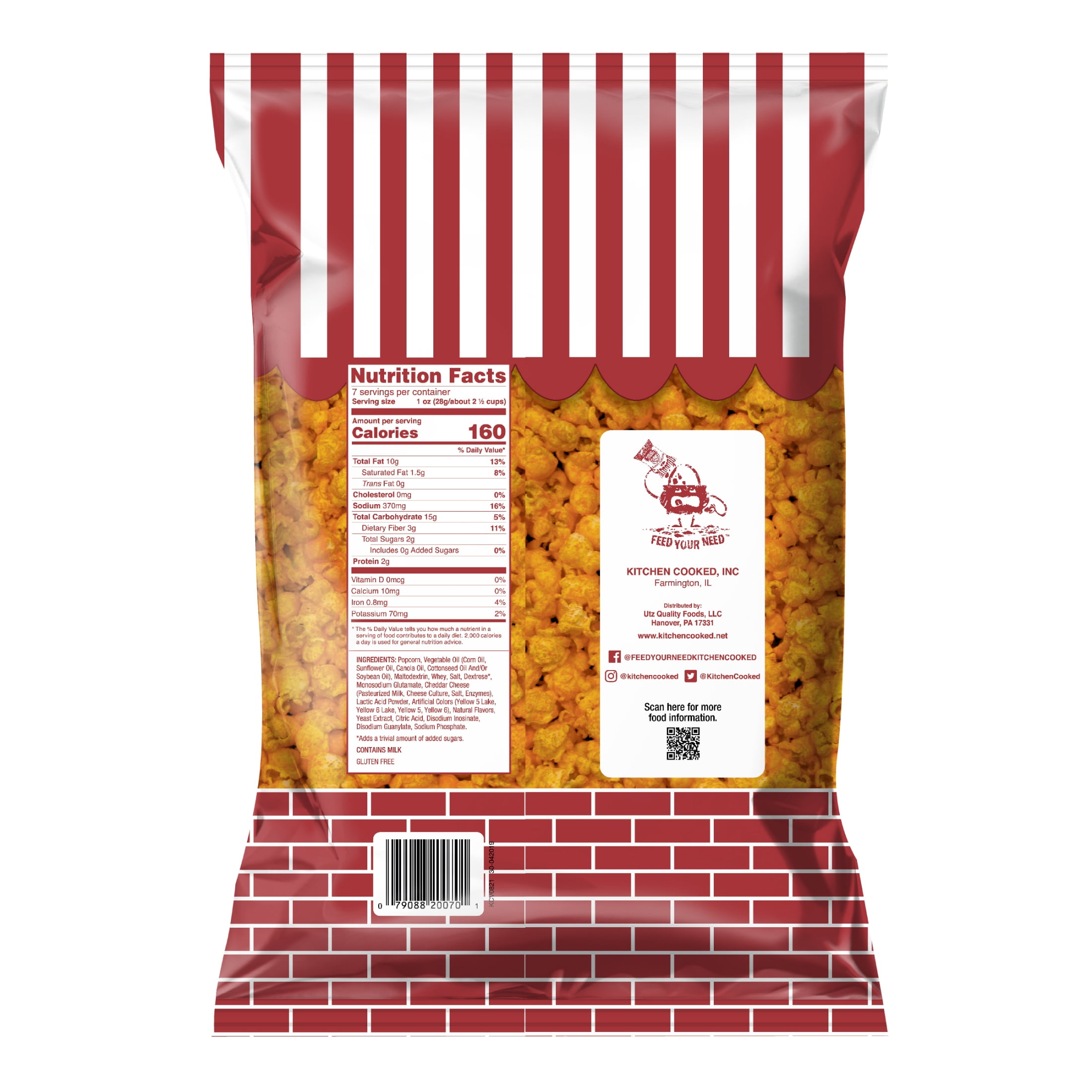 Kitchen Cooked Classic Cheese Popcorn, Gluten-Free, 7 oz Bag