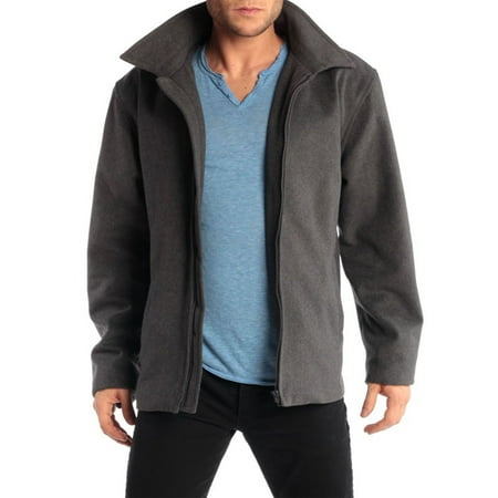 Mens Bomber Jacket Wool Blend Coat Zippered 28