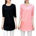 thumbnail image 4 of Women Autumn Round Collar Solid Color Slim Versatile Long Sleeve Blouse Casual Female T-Shirt Tops Black, 4 of 6