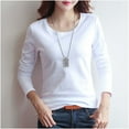 thumbnail image 3 of Maean Womens Basic Long Sleeve Shirts Slim Crew Neck Solid Color Causal Tee Fall Lightweight Plain Tops, 3 of 5