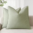 thumbnail image 1 of Fundas de almohada Foindtower de lino decorativas de 55 x 55 cm, color verde salvia claro, 1 of 7