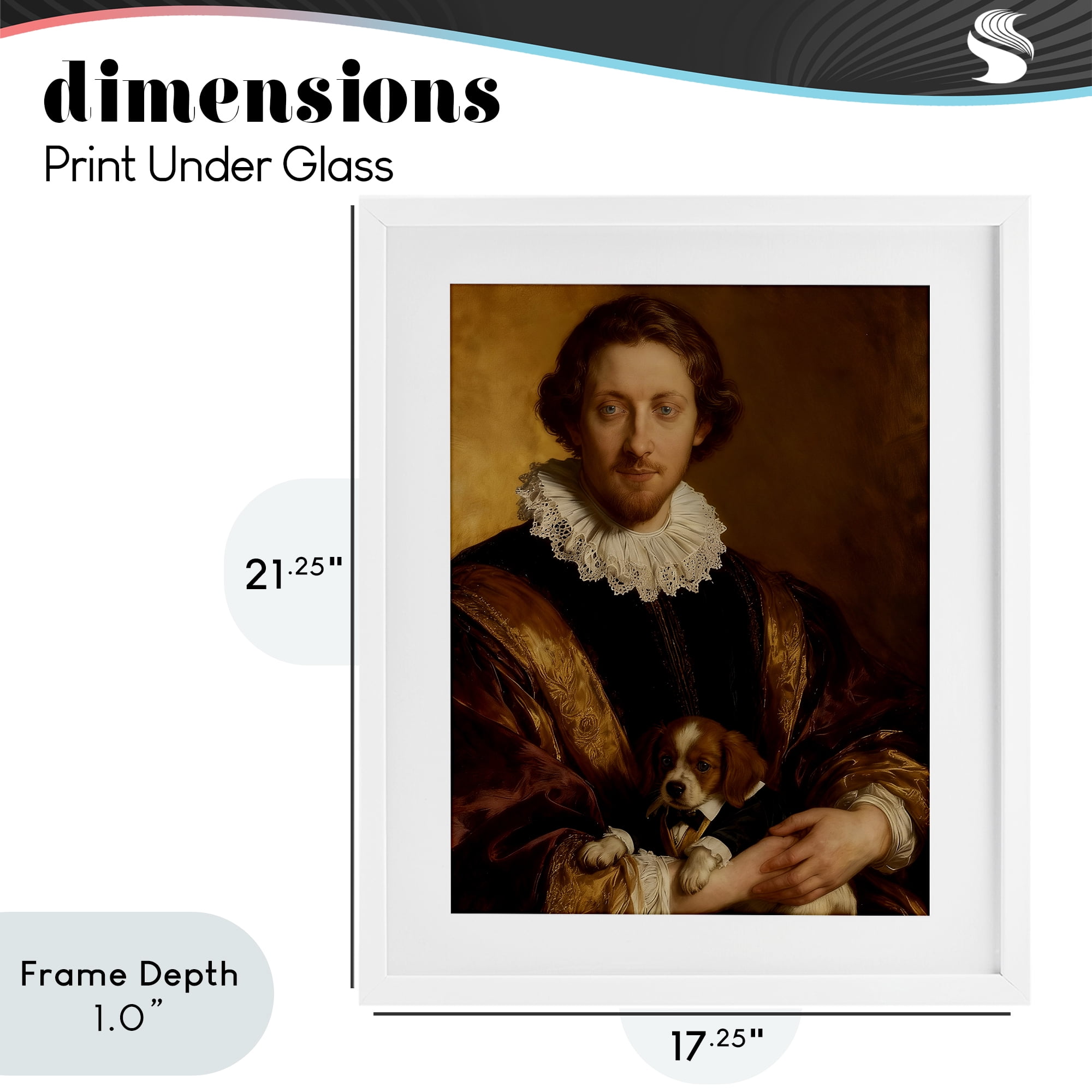 Stupell Industries Renaissance Noble with Loyal Companion White Framed Print Under Glass, design by CAD Designs