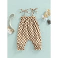 thumbnail image 4 of Bagilaanoe Newborn Baby Girls Casual Jumpsuit 6M 12M 18M 24M Checkerboard Plaid Pattern Sleeveless Tie-up Strap Romper, 4 of 8