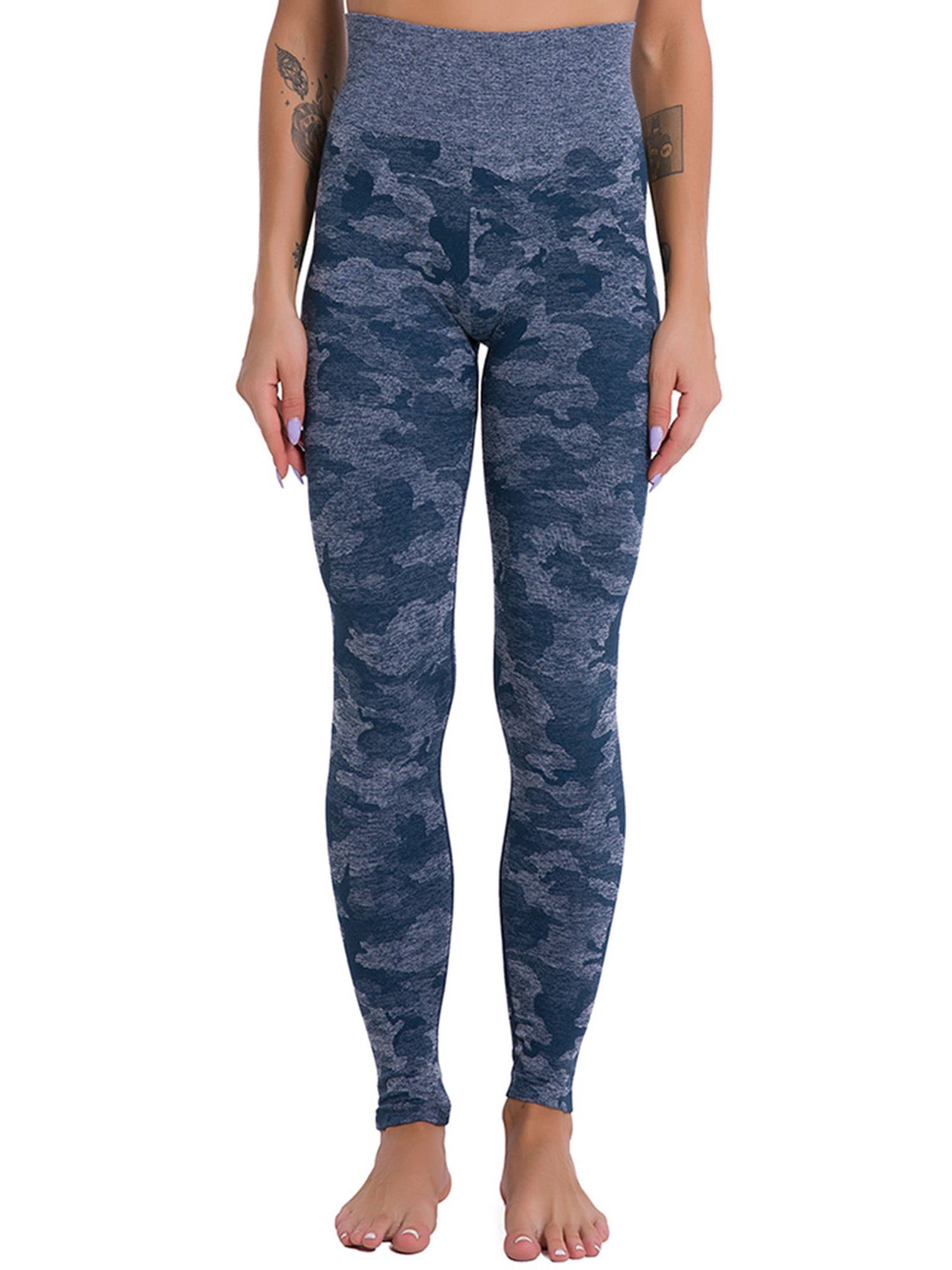 Women's Camouflage High Waist Elastic Pants Yoga Leggings Gym Sports Trousers 