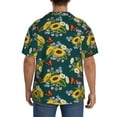 thumbnail image 3 of Lsque Sunflowers print Men's Cuban Collar Short Sleeve Shirt Summer Beachwear Casual Button Down Fashionable Vacation Leisure Shirt-Large, 3 of 7