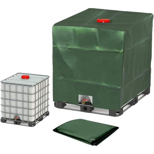 Tarpaulin for 1000L IBC Tank, Water Tank Cover Tank Protective Cover Dustproof Tank Cover Green -120 x 100 x 116cm