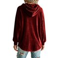 thumbnail image 6 of Hurxie Women Casual Hoodie Velour Long Sleeves Fashion Pullover Loose Fit Tunic Winter Tops Comfy Shirts, 6 of 7