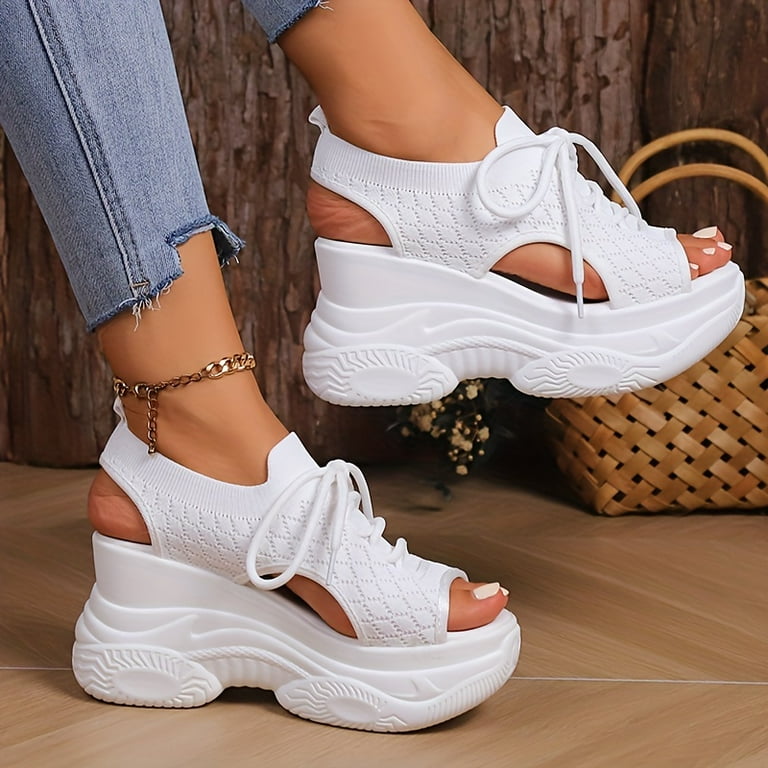 トップス VALLANSpanglesKnitCamisoleSkirtSetup Chic Slingback Wedge Sandals for Women - Comfy Knit Upper