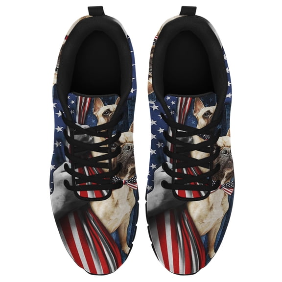 French Bulldog Running Shoes Sneakers Mesh Black Size 3.5