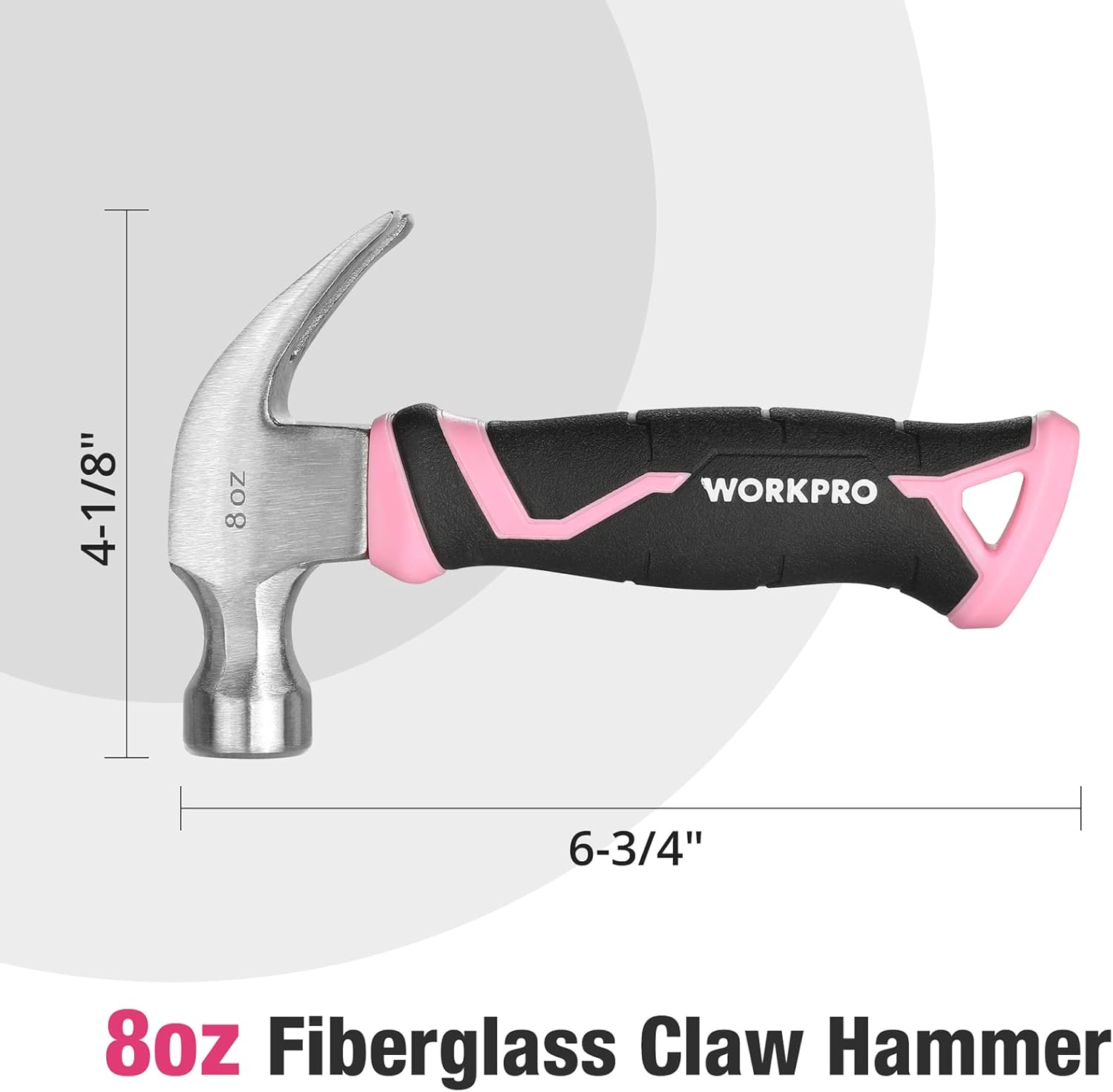 WORKPRO 8 oz Claw Hammer with Fiberglass Handle photo 2