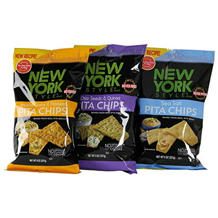 New York Style Pita Chips - Sea Salt, Chia Seeds & Quinoa and Ancient Grains & Flaxseed (Variety Pack of
