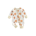 thumbnail image 1 of Faithtur Combinaison Bébé Printemps Automne, Cartoon Cow Tête/tournesol Imprimé Manches Longues Col Rond Fermeture Éclair, 1 of 9