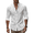 White, variant on Cloudstyle Men's Cotton Linen Shirt Band Collar Long Sleeve Button Down Casual Beach Yoga Tops Summer Roll-Up Sleeve Blouse