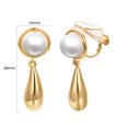 thumbnail image 4 of Airokiy Pearl Clip On Earrings for Women Chunky Gold Drop Earrings for Women Lightweight Hollow Gold Plated Hypoallergenic Jewelry, 4 of 5