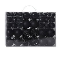 SuoKom Christmas Balls, 100Pcs Black Christmas Balls Hanging Ornaments Shatterproof Delicate Baubles Set, for Home Holiday Party Xmas Tree Decoration (3 Size Combinations)