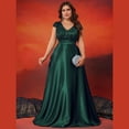 thumbnail image 2 of AURA Plus Size Evening Dress Deep V-Neck Sleeveless A-Line Party Wear Long Dress, 2 of 6