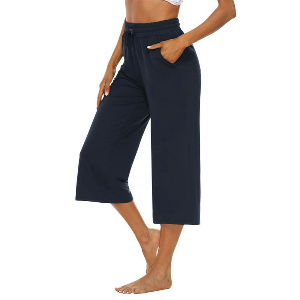 Sarin Mathews Sarin Mathews Capris for Women Comfy Drawstring Wide