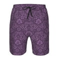 thumbnail image 4 of Kll Retro Florals Purple Men'S Casual Summer Beach Shorts Hawaiian Shorts With Pockets-Small, 4 of 9