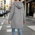 thumbnail image 4 of VBVC Women's Long Hooded Zip Up Sweatshirt , Casual Drawstring Waist Coat For Women , Ladies' Fall Midi Outerwear with Pockets, Gray , S-2XL, 4 of 7