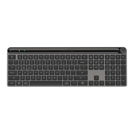 JLab Epic Keyboard Media Volume Knob 2.4 GHz Wireless Bluetooth 5.2 QWERTY Customizable Buttons Rechargeable iOS PC Android Chome OS Black