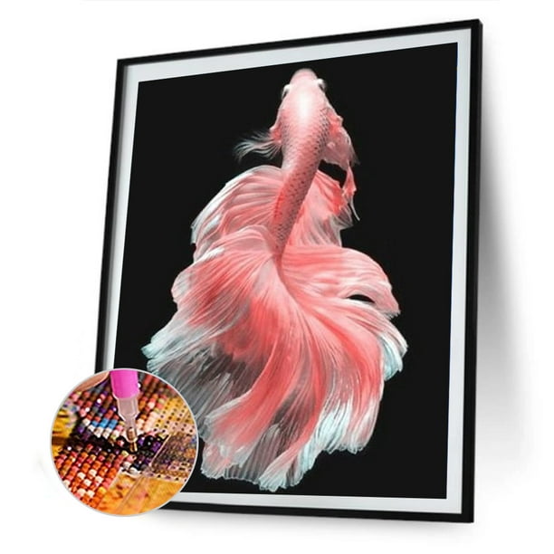 Cuadros Decorativos Kit de póster de pez dorado rosa 5D de pintura de diamante de taladro redondo completo hecho a mano DIY Sywqhk Nuevos Originales