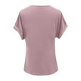 thumbnail image 5 of XUELUO Boho Tops For Women Summer Solid Color V Neck Short Sleeve Loose Casual Elegant Shirts For Women T-shirts Daily-Wear,Black,XL, 5 of 5