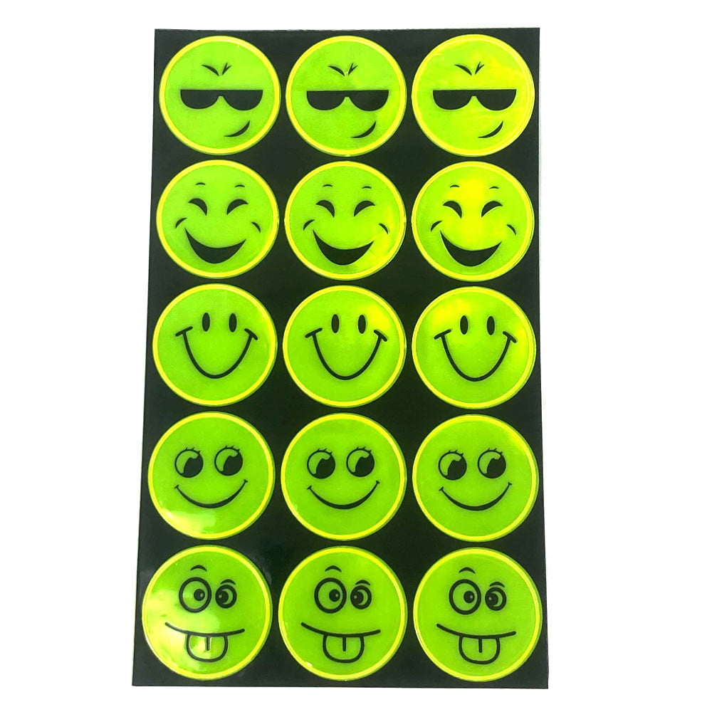 30 PC Neon Reflective Stickers Emoji Decals Night Safety Bag Helmet Car  Bicycle