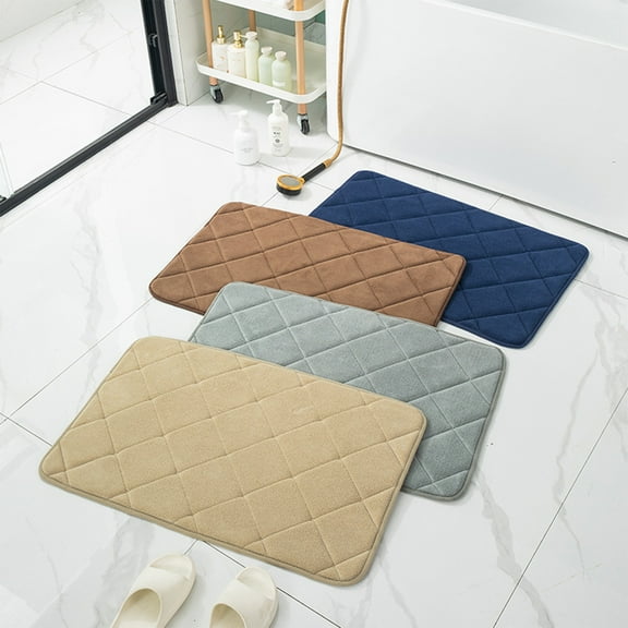 Bath Mat, Absorbent Non-Slip Bathroom Floor Mat, Sponge Carpet for Toilet and Kitchen Bathroom Rug | Blue KTFgvq