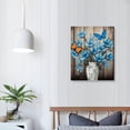 thumbnail image 3 of Nawypu  Rustic Farmhouse Tulip Wall Art Rustic Blue Flowers Painting Rustic Brown Blue Bath Wall Art Floral Poster Artwork Picture Canvas Painting for Bedroom Living Room-, 3 of 4