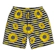 thumbnail image 5 of Goofa Sunflowers On Black And White Stripes Printed Mens Swim Trunks Summer Quick Dry Short Beach Swimwear Bathing Suits-Medium, 5 of 9