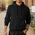 thumbnail image 4 of Mens Hoodies Pullover 2025 Fall Winter Long Sleeve Oversized Plain Hoodie with Pockets Hooded Sweatshirt, 4 of 6