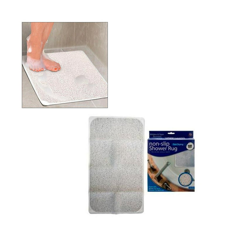 1 Shower Rug Non Slip Fast Drying Woven Bath Tub Mat 29 X 17 Adhesive  Suction