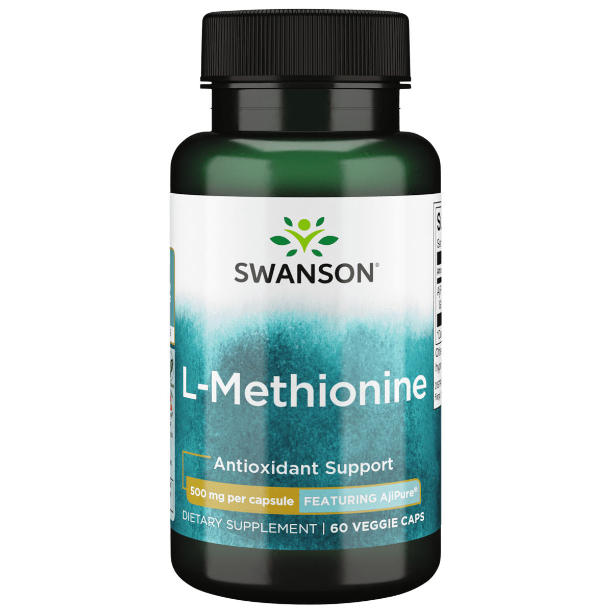 Swanson Ajipure L-Methionine, Pharmaceutical Grade 500 mg 60 Veggie Capsules