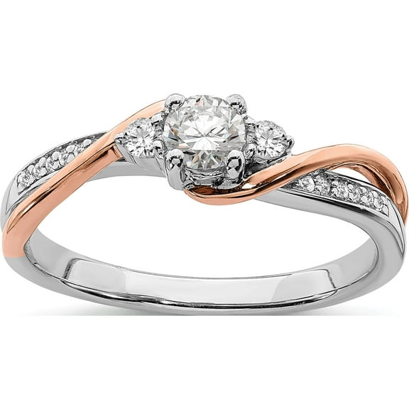 14K Two-Tone White & Rose Gold Semi-Mount Diamond Engagement Ring (Size 7) Made In India rm6423e-025-wraa