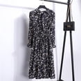 thumbnail image 1 of 2022 Women Blue StripedLong Sleeve neck Basic Dresses Button Split Pleated DressXS Gao Jinjia LED, 1 of 2