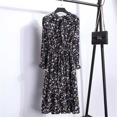 2022 Women Blue StripedLong Sleeve neck Basic Dresses Button Split Pleated DressXS Gao Jinjia LED
