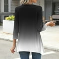 thumbnail image 4 of Dagugfen 3/4 Length Sleeve Womens Tops Gradient Color Round Neck Loose Irregular Hem Comfy Long Shirts, 4 of 6