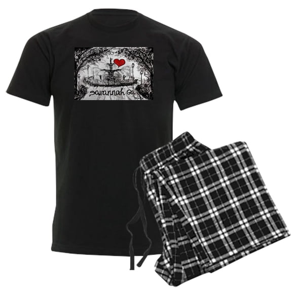 CafePress - I Love Savannah Ga Men's Dark Pajamas - Men's Dark Loose Fit Cotton Pajama Set